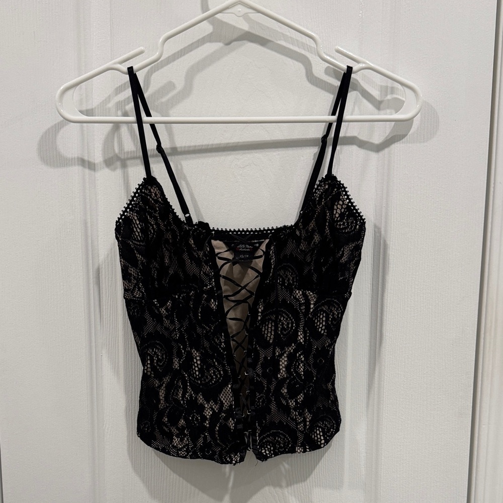 Guess Black Lace Corset Camisole Top